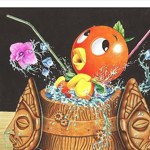 Doug Horne limited edition print Orange Bird Bath