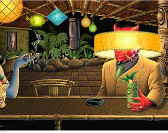 Doug Horne open edition print. Devil at Tiki Bar, Pick-up Artist