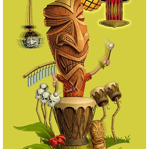 Doug Horne Fender open edition 8X10 print Tiki, Polynesian, Hawaiian, Exotic, Bar