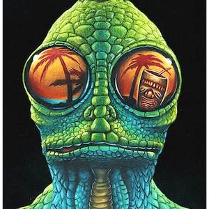 Doug Horne limited edition stretched canvas print Tiki, sleestak, land of the lost