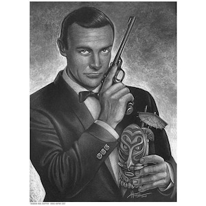 Doug Horne limited edition print. James Bond 007 Tiki