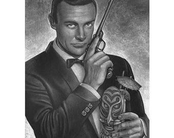 Doug Horne limited edition print. James Bond 007 Tiki