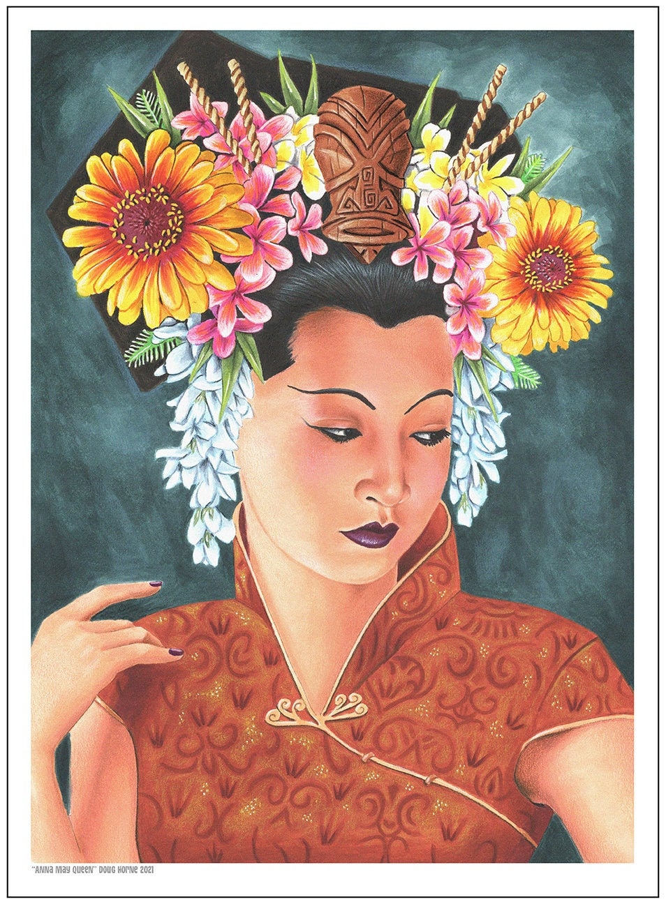 Doug Horne Limited Edition 13X17.5 Print Anna May Wong Queen Tiki