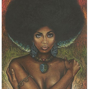 Doug Horne open edition print.  Blacksploitation, Afro, Pin-up, 8x10