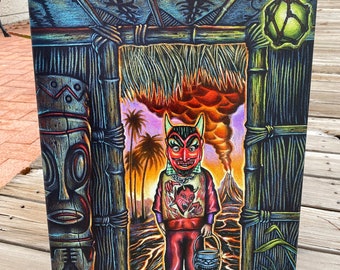 Doug Horne limited edition stretched canvas print Tiki, Devil's Due