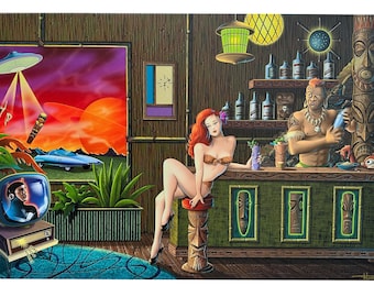 Doug Horne limited edition stretched canvas print Tiki, Polynesian, Hawaiian, Sci Fi