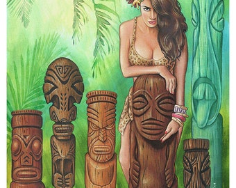 Doug Horne limited edition art print Allure of the Tiki Pin-up Exotic