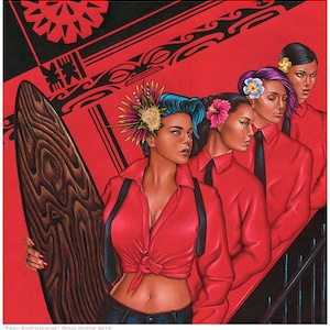 Doug Horne limited edition print. Frau Surfmachine Kraftwerk pin up Hawaiian Exotica