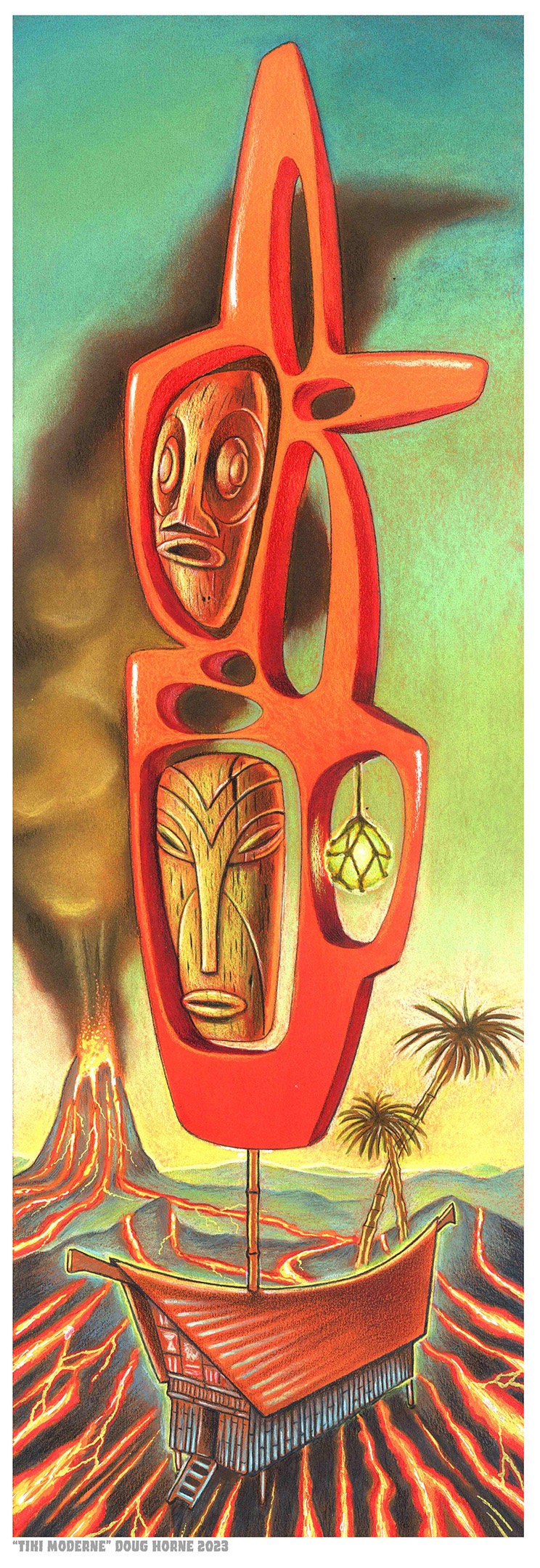 絵 アート プリントTiki ティキ 赤 モダン Tiki Moderne - Etsy