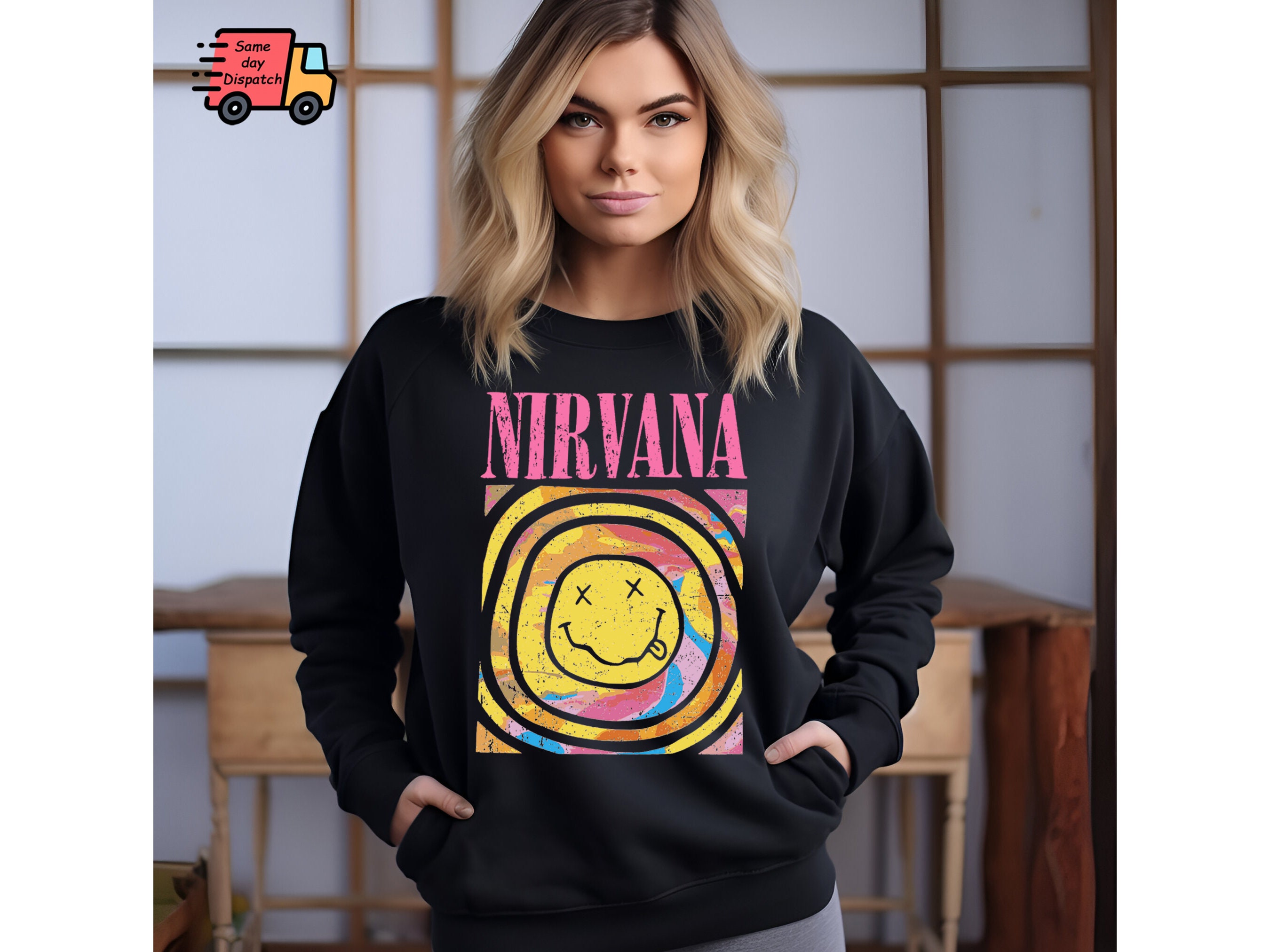 Nirvana smiley face sweatshirt sale