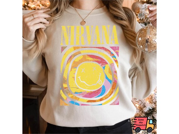Nirvana Tie Dye Sweatshirt Unique Spiral Pattern Sweater Smiley Face Sweat Smiley Emoji Trendy Jumper Vibrant Tie Dye Pullover Etsy UK