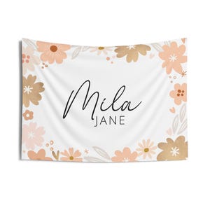 Custom Baby Name Sign | Nursery Wall Tapestry | Personalized Wall Tapestry | Personalized Name Sign | Daisy Sign | Kids Personalized Sign