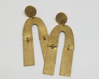 Bold geometric brass earrings