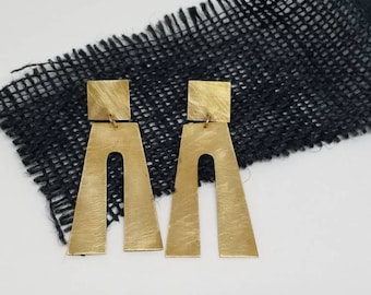 Geometric brass earrings