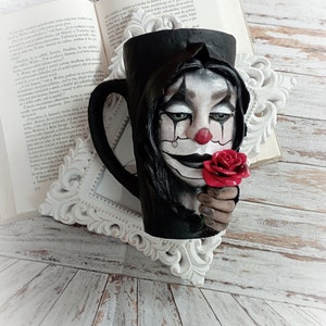 3D Mug - Personalized Polymer Clay Mug- Custom clown Sculpture - Polymer design - Coffee mug