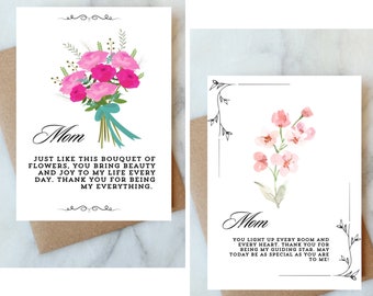 Printable Mother's Day Card, Digital Mothers Day Card,Greeting Card, Floral Card,Love Card,Instant download, downloadable card, elegant card