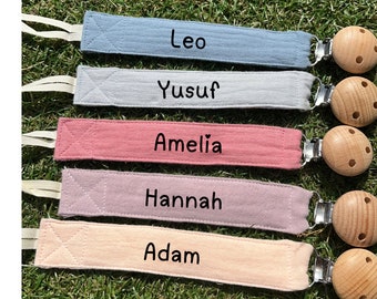 Personalised baby pacifier clips
