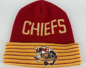 Vintage Taz Looney Tunes Kansas City KC Beanie Winter Knit Hat 90's