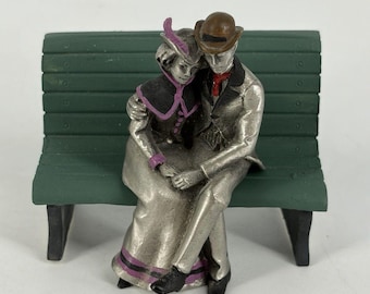 Hudson Pewter Villagers, Couple sitting on a Bench, 2 pc set