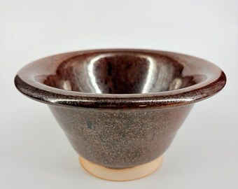 Studio Art Pottery Faceted Chawan Tea Bowl Copper glaze Bumblebee Signed