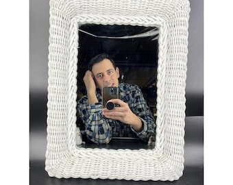 VTG Boho Wicker Wall Mirror Decor Rectangle Boho Beach Cottagecore Hong Kong