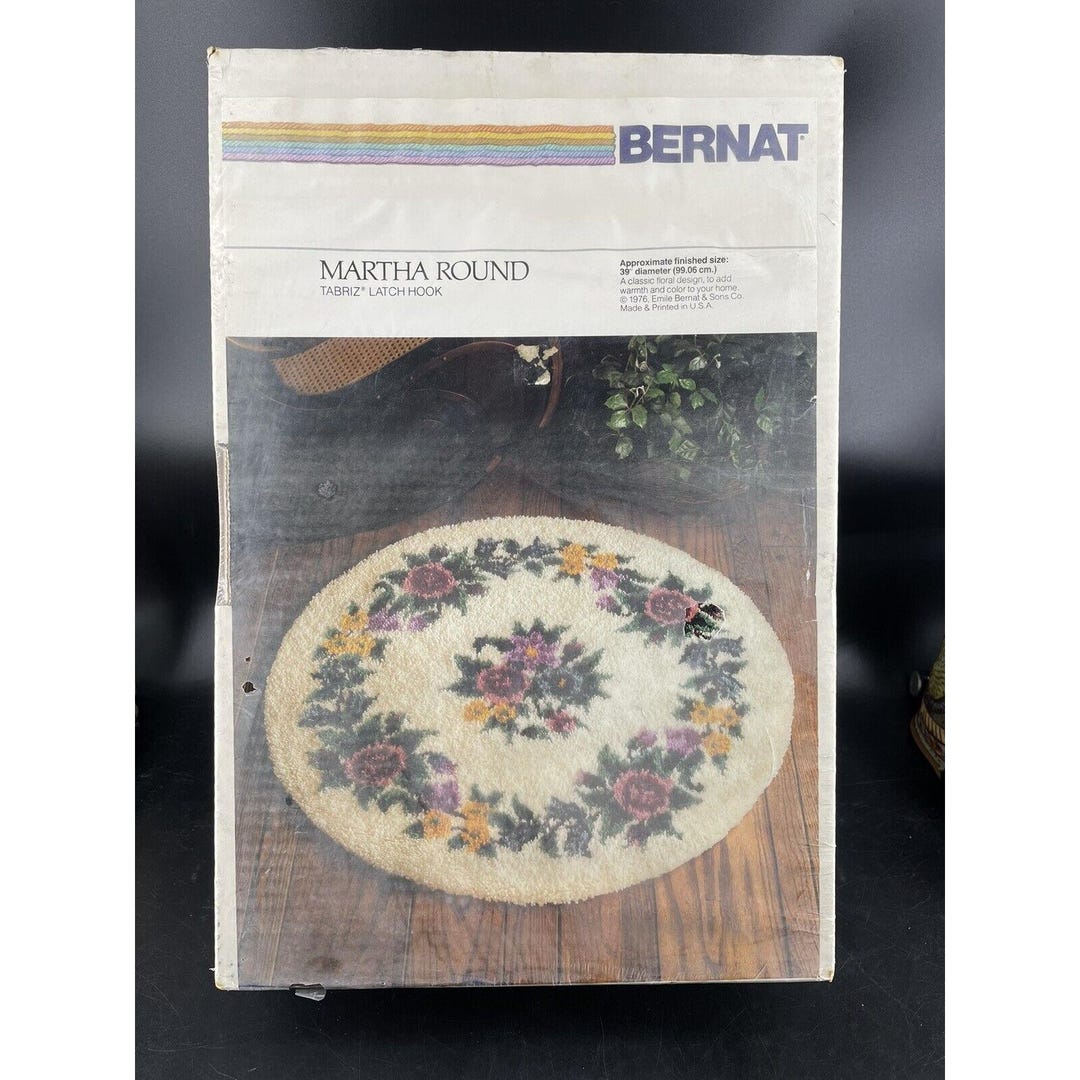 Bernat Latch Hook Kit Floral Flower Rug Martha Round Tabriz 39 New - Etsy
