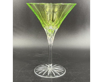 Ajka Crystal Castille Albinka Green Martini Glasses Hungary One Replace Cut