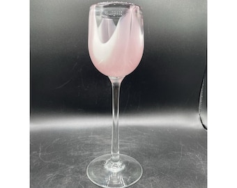 VITRIX Art Glass Pink White tulip Wine goblet