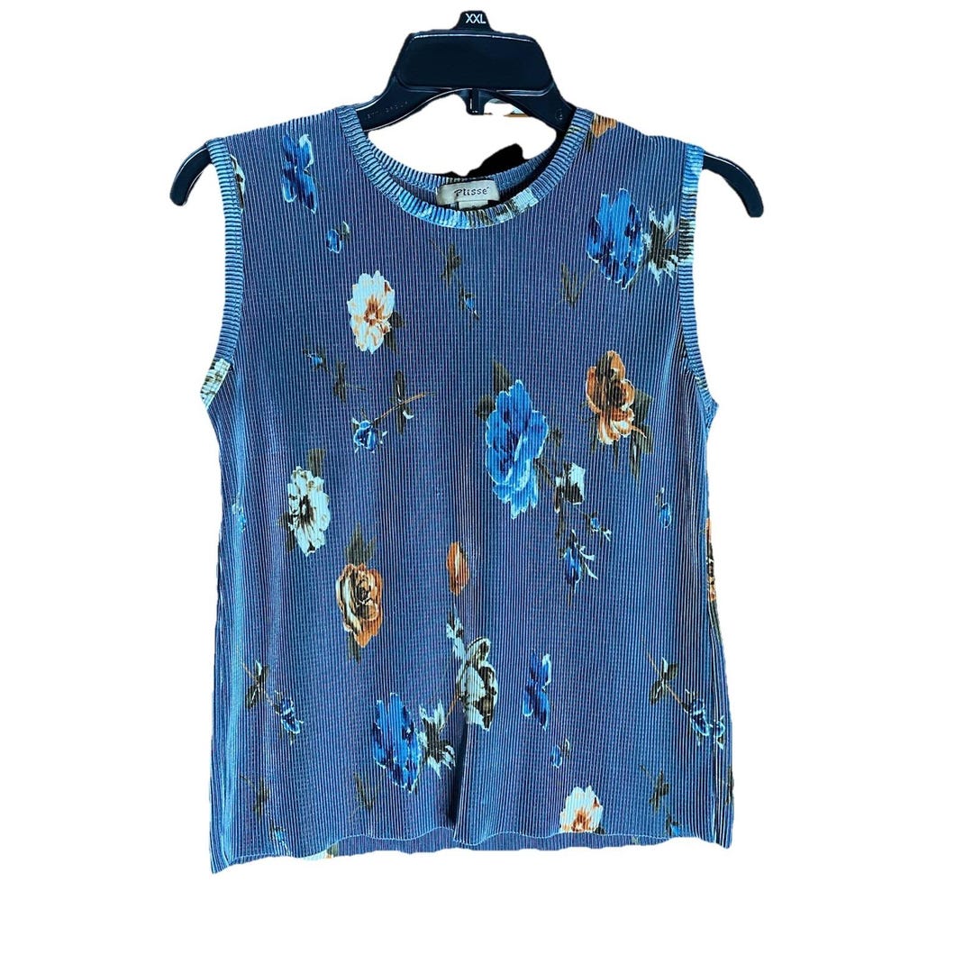 Haut Vintage Plissé Sans Manches – Taille L, Multicouleur, Style Y2K 90s, Top écolo