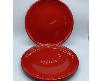 Waechtersbach Fun Factory orange/Red Coupe Dinner Plate Set 2 (READ)
