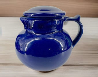 CHRISTIAN RIDGE POTTERY Pitcher Tea Pot W/lid Dark Blue