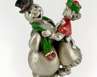 Hudson LaRocca Pewter Villagers Figurine 4296 Catherine And Snowman 1988