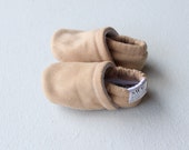 Baby Booties Faux Suede Tan Beige Baby Shoes Soft Sole shoes Crib shoes slippers non slip Newborn booties SWAG Infant Gender Neutral gift