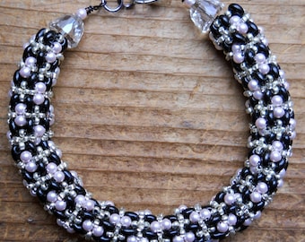 TUTORIEL SUR LES MOTIFS DE PERLES : corde à carreaux de perles avec bracelet de perles Superduos