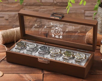 Personalized Watch Box For Men, Custom Engraved Watch Case, Gift for Dad, Anniversary Birthday Gift For Men, Watch Storage Case