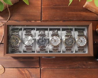 Personalized Men's Watch Case, Custom Engraved Watch Box, Gift for Dad, Anniversary Birthday Gift For Men, Watch Storage Case