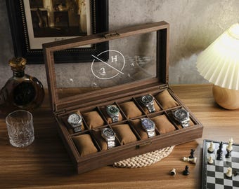 Personalized Watch Storage Case For Men, Engraved Watch Holder, Birthday Gift For Him, Anniversary Gift For Husband, Gift for Dad