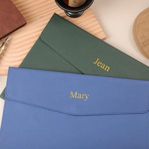 Custom Initials Leather File Folder, Custom A4 Document Holder, Leather Document Case, Engraved Travel Document Organizer, Gifts For Him Her