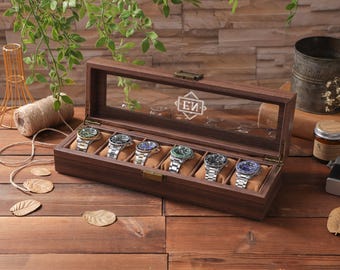 Custom Engraved Watch Case, Personalized Watch Box, Fathers Day Gift, Personalized Watch Storage, Anniversary Birthday Gift For Men