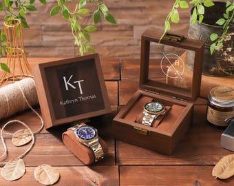 Personalized Watch Case, Custom Engraved Watch Box, Fathers Day Gift, Watch Storage, Anniversary Birthday Gift For Men, Gift For Him