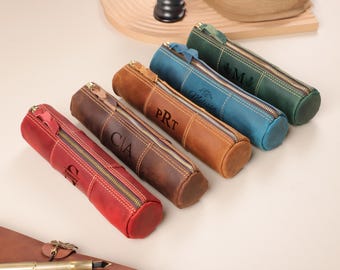 Personalized Leather Pencil Case,Custom Pencil Pouch, Back To School Gift, Teacher, Student Gift, Birthday Gift, Leather Pencil Holder