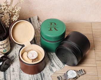 Personalized Leather Watch Case, Travel Watch Box For Men, Father's Day Gift, Groomsmen Gifts, Engraved Watch Case, Anniversary Gift For Him