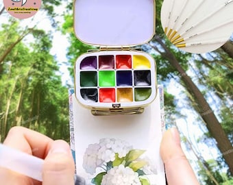 Custom Mini Metel Portable Paint Box Set, Travel Watercolour Set, Watercolor Palette,Pocket Artist Paint Palette, Travel Watercolor Set,Gift