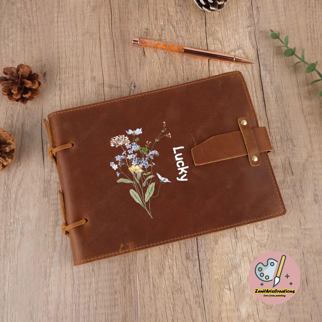 Leather Sketchbook, Personalized Drawing Book, Custom Travel Notebook ...