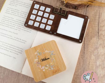 Custom Name Wooden Portable Paint Palette, Travel Watercolour Set, Watercolor Supplies,Portable Painting Travel Set,Mini Paint Box,Best Gift