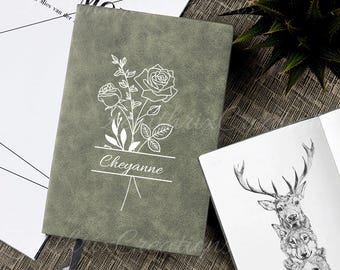 Personalized Leather Sketchbooks, Birthday Flower Sketchbooks, Hot Stamp Birthday Sketchbooks, Gifts For Sketch Lovers, Notebooks With Names