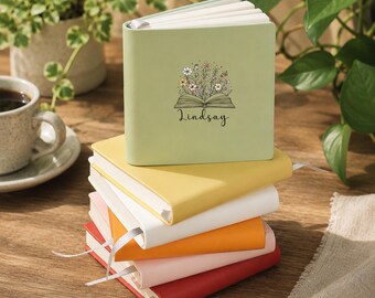 Personalized Mini Sketchbook, Custom Name Floral Notebook, PU Leather Drawing Journal, 95mm Travel Sketchbook, Artist Gift