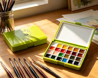 Personalized Watercolor Palette Set – 24 Colors Travel Paint Box, Portable Watercolor Kit, Custom Palette Set, Best Artist Gift, Student