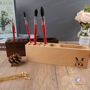 Custom Engrave Painter Paint Brush Holder, Personalized Paint Brush Rest, Initial Artist Organizer, Custom Gift for Artists,Gift for Painter