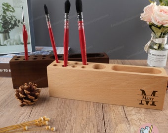 Custom Engrave Painter Paint Brush Holder, Personalized Paint Brush Rest, Initial Artist Organizer, Custom Gift for Artists,Gift for Painter